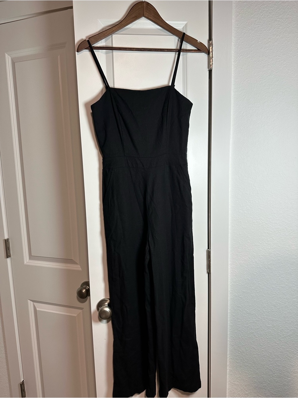 Forever 21 Black Spaghetti-Strap Wide-Leg Jumpsuit